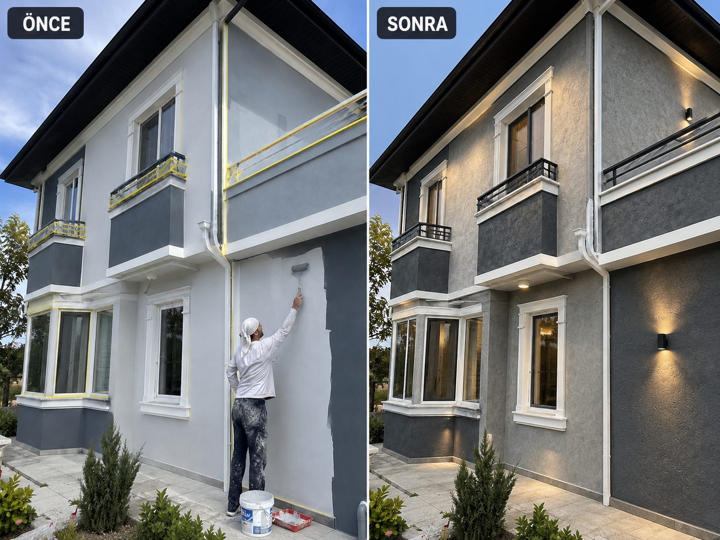 Develi dış cephe boya öncesi ve sonrası