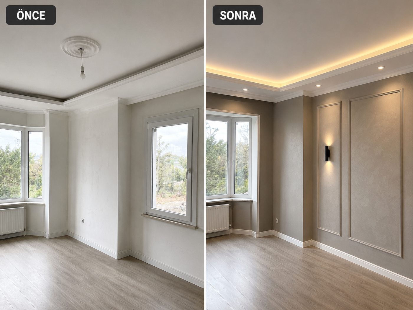 Develi iç cephe boya öncesi ve sonrası